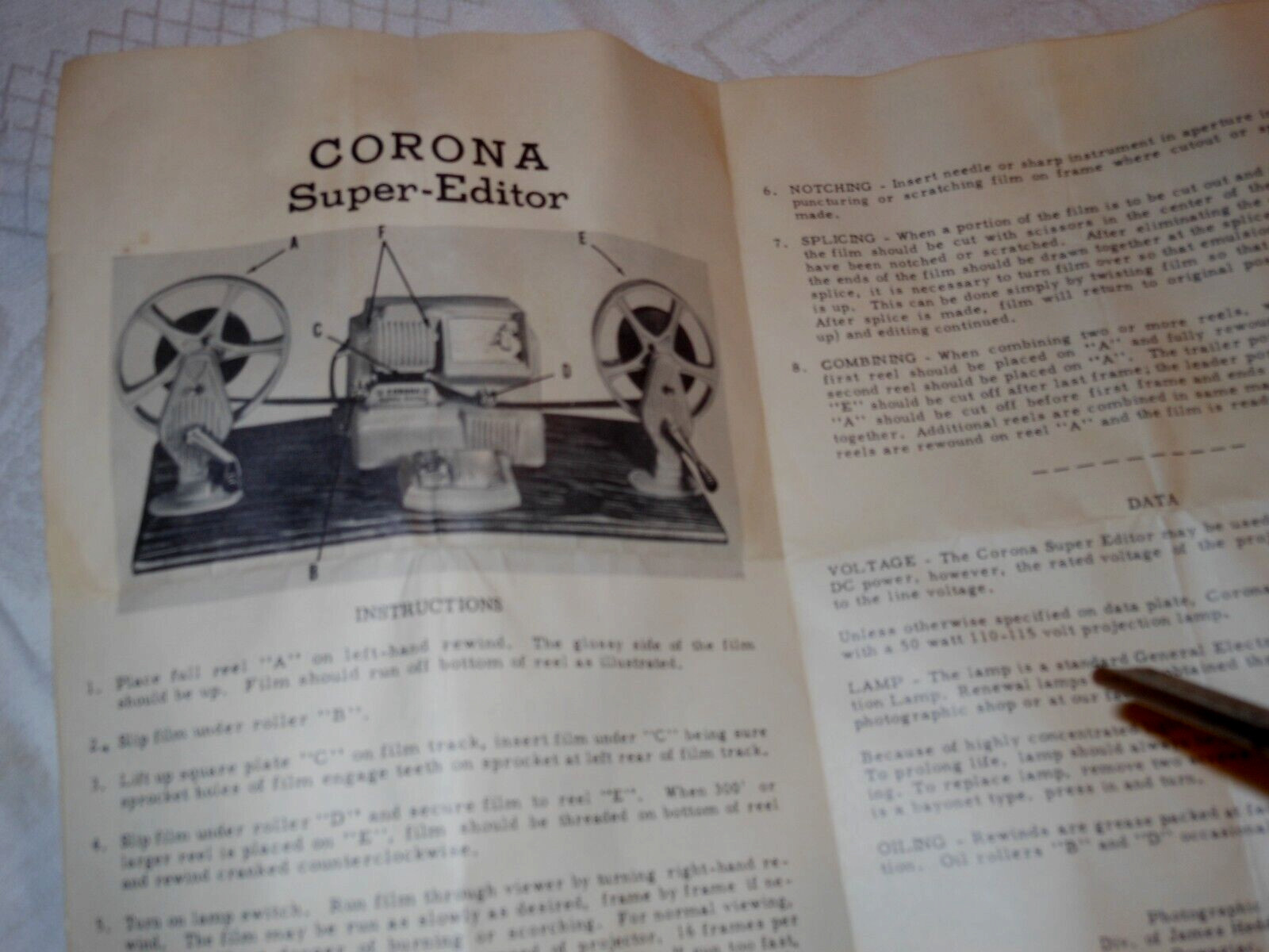 Vintage Corona President Jr. Film Splicer 8mm 16mm Original Box & Instructions