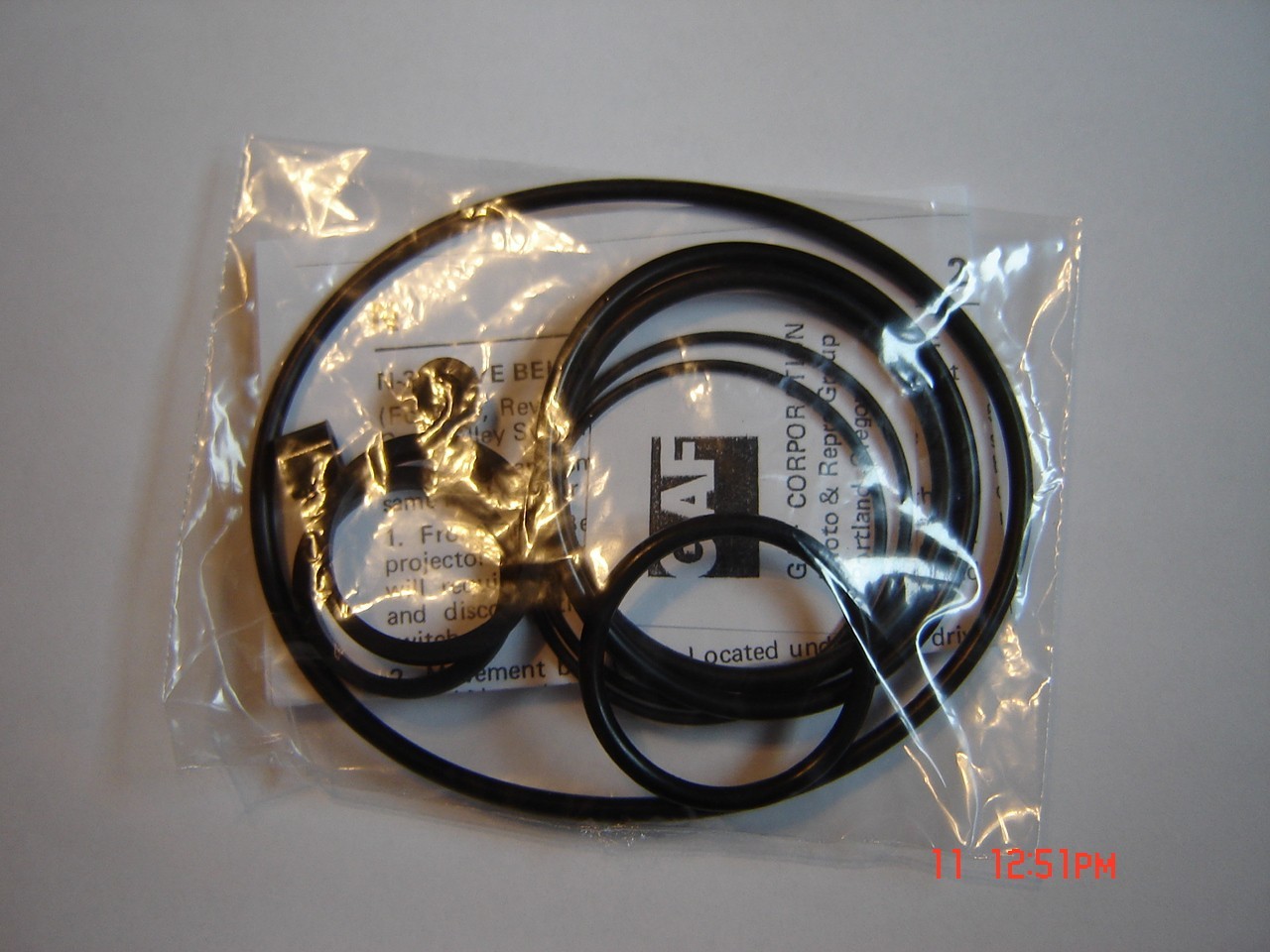 ANSCO GAF 1564Z,1588 GAF Projector Belts,6 Belts,4 Tires Set. & Instructions