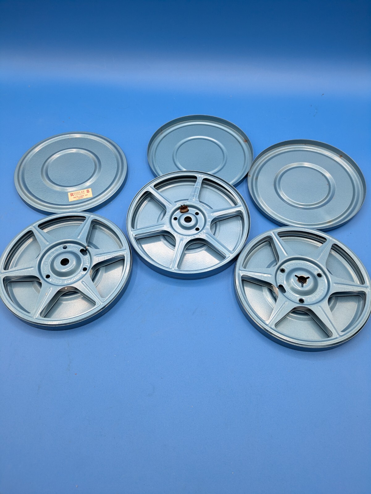 Lot of 3 Vintage Compco Metal Film Movie Reels & Canister Case