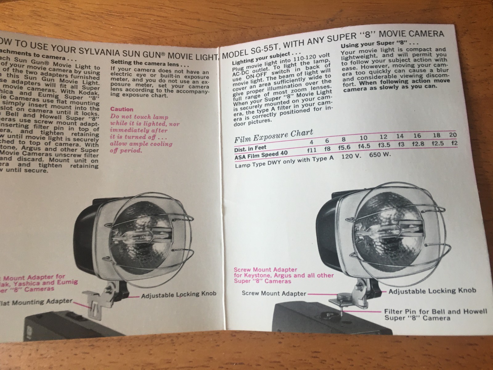 Sylvania Model SG 55T Top Mount Sun Gun Movie Camera Light for Super 8mm Cameras