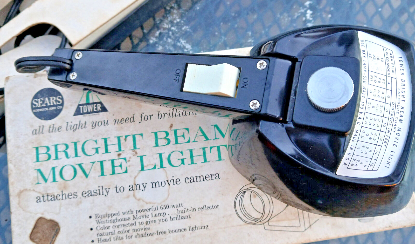 Vintage Sears Bright Beam Movie Light 650 Watt Tilt Head 8840 Works