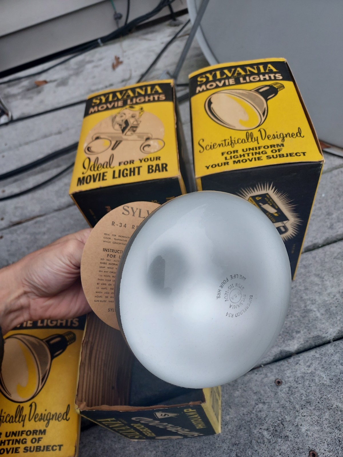 5 Vintage Sylvania Movie Lights R-34 In Original Packaging Tested All Work