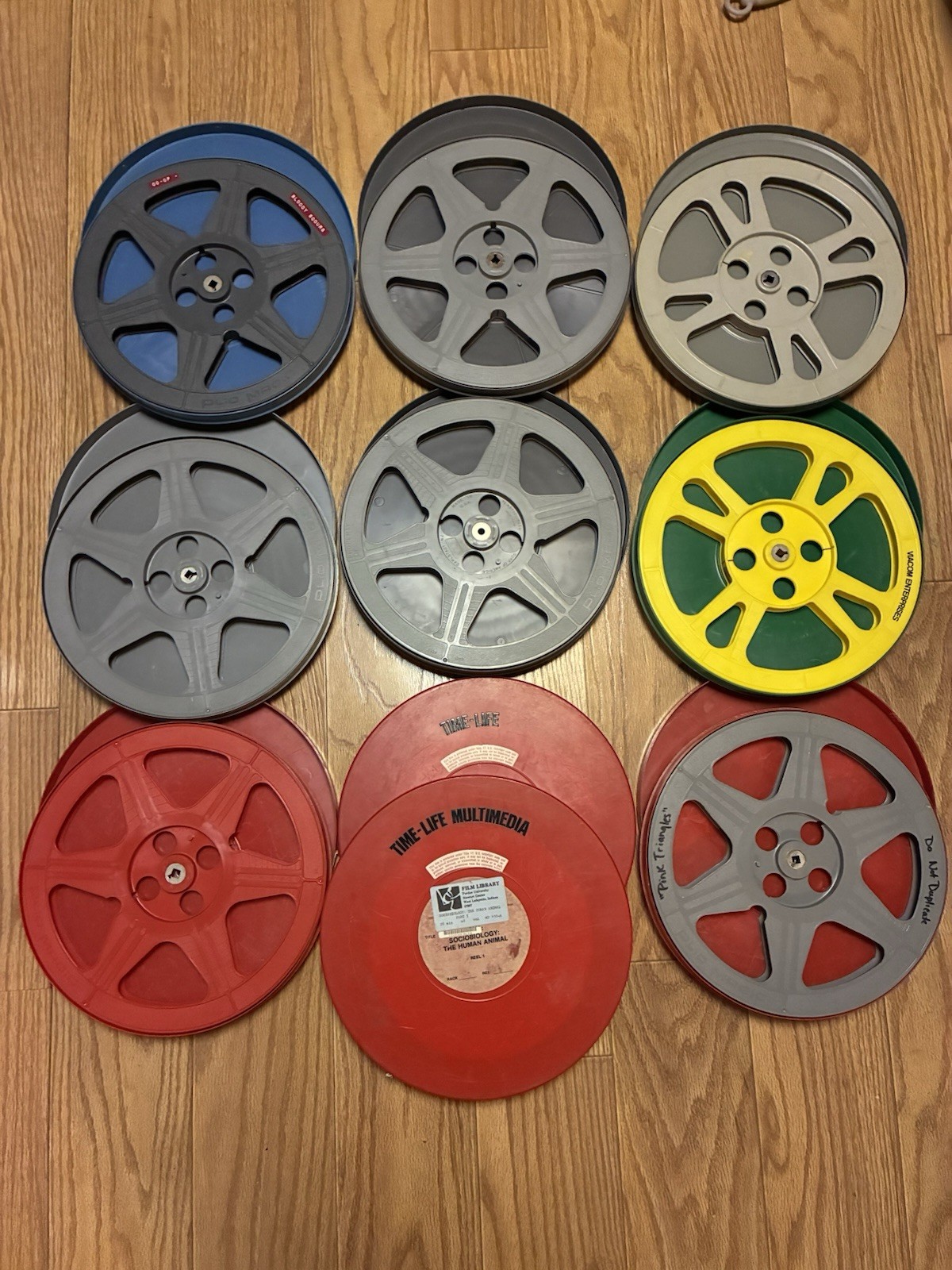Lot Of 10 Film Reels & Cans 12.5”steel Plastic Plio Magic Goldberg Brothers NICE