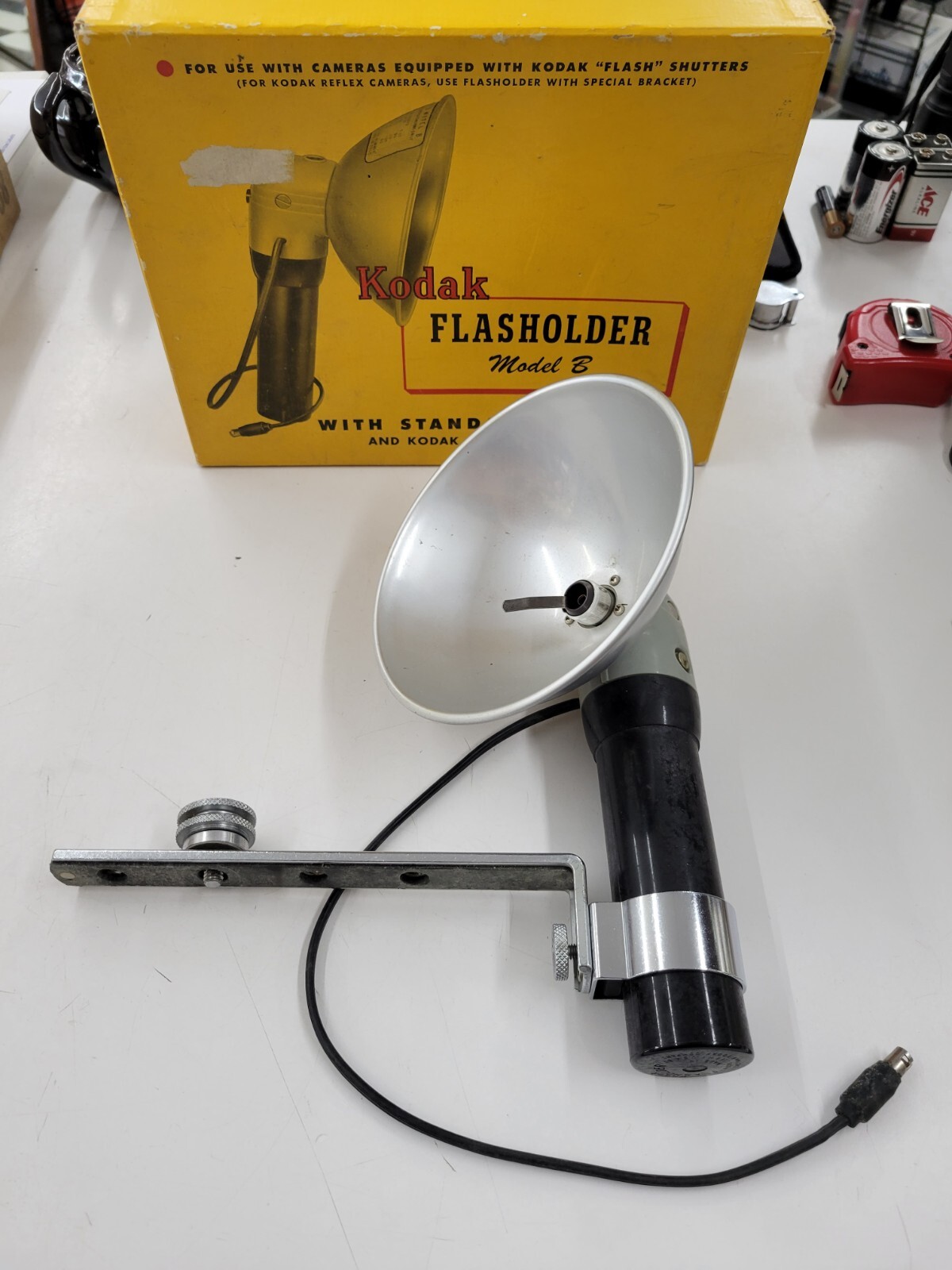 Vintage Kodak Flasholder Model B USA Original Box & Bracket 2 Way Flashguard