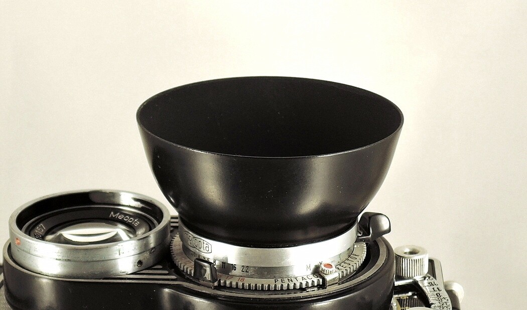 Shade hood Flexaret Meopta round bayonet B40 metal + Genuine box MINT