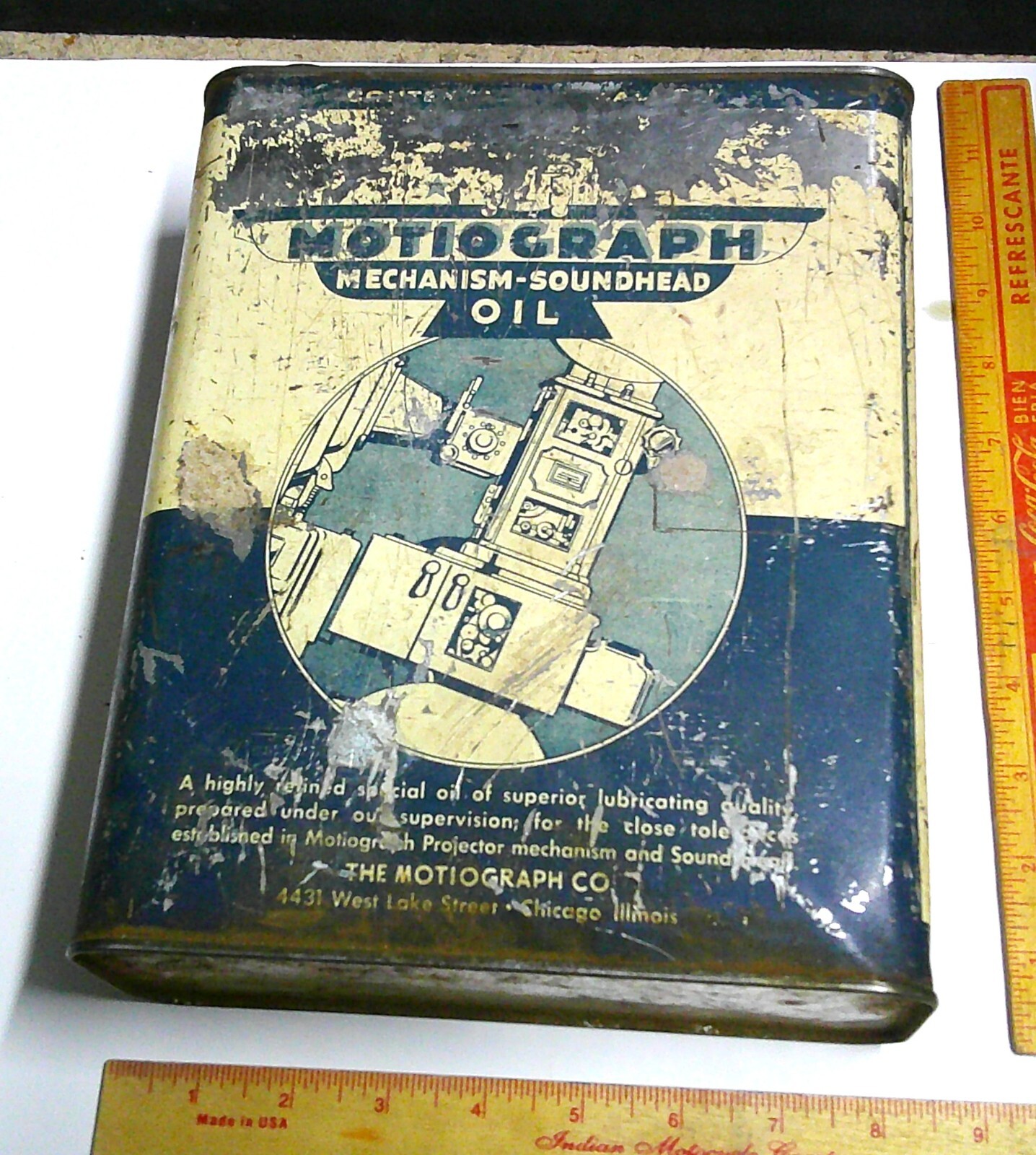Motiograph oil can vintage 1 gallon old movie projector collectible memorabilia