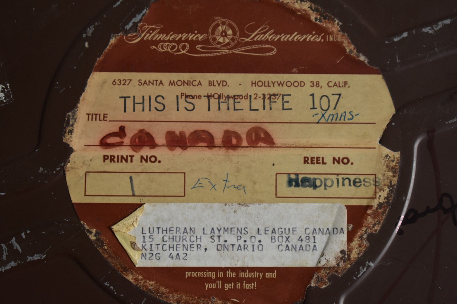 Vintage 16MM Film The Spirit of Christmas Lutheran Church Goldberg Bros Reel Can