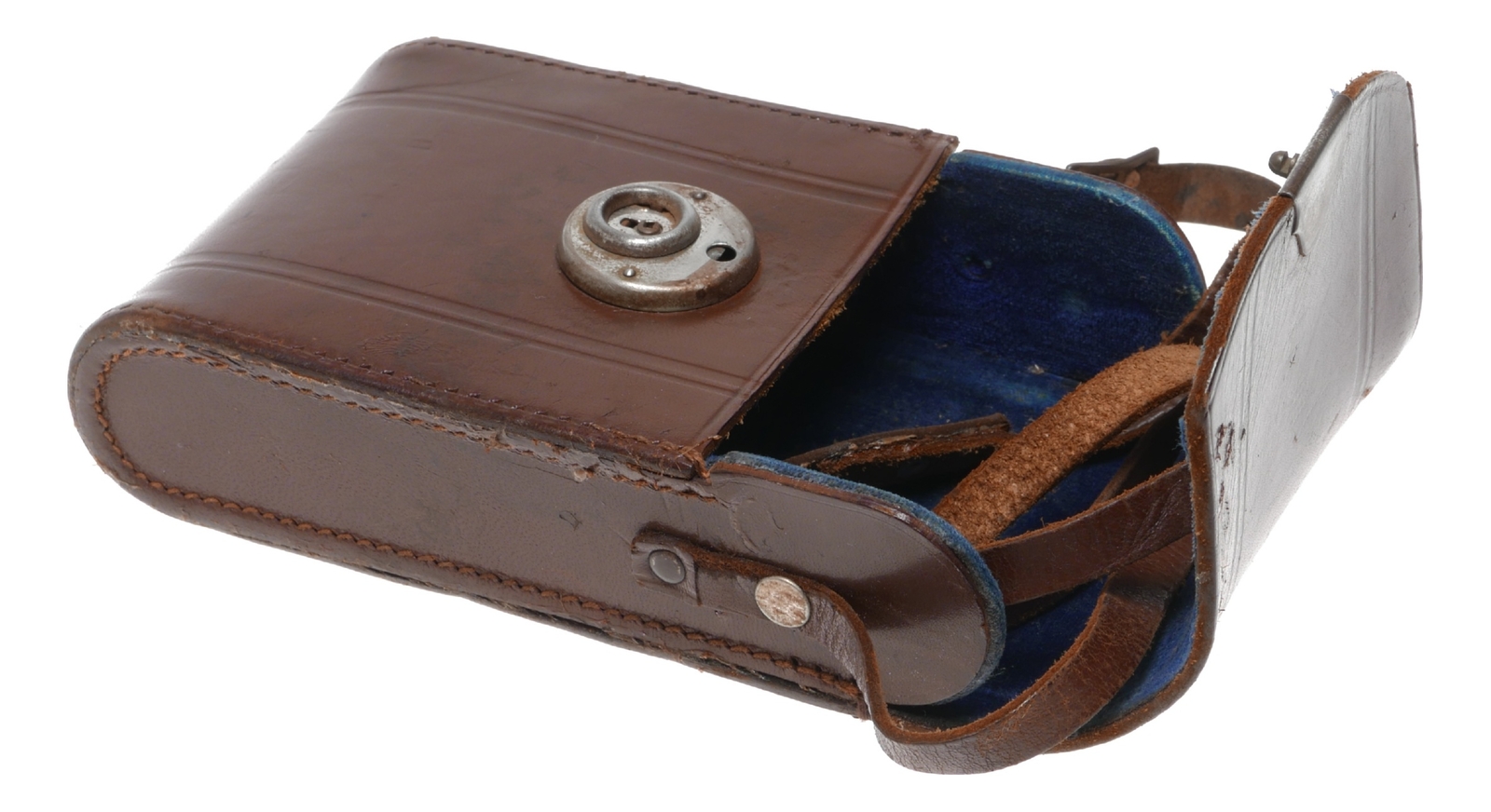 folding bellows camera vintage film antique leather case tan used