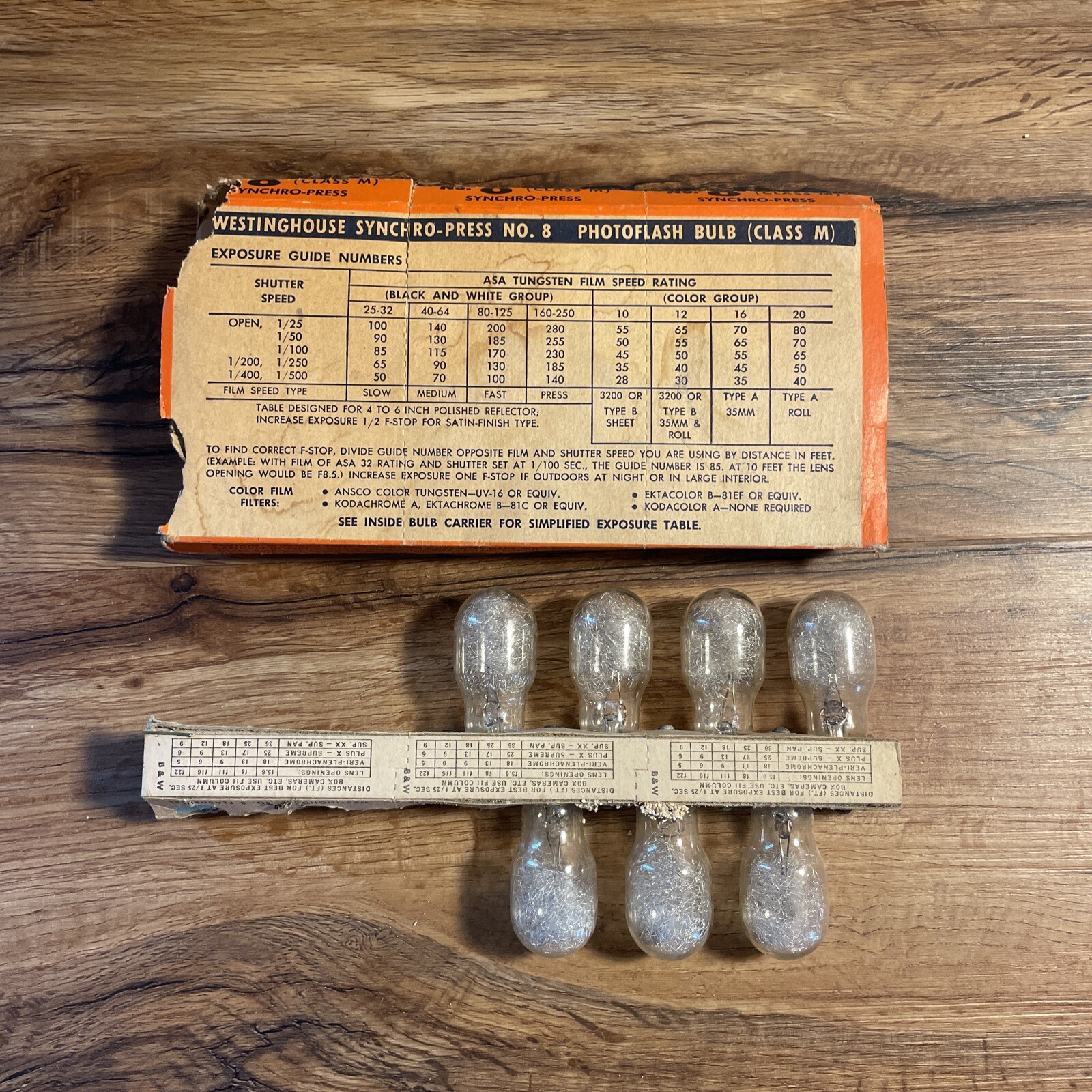 7 Westinghouse Photoflash Bulbs No. 5 Class M Photo Camera Vintage