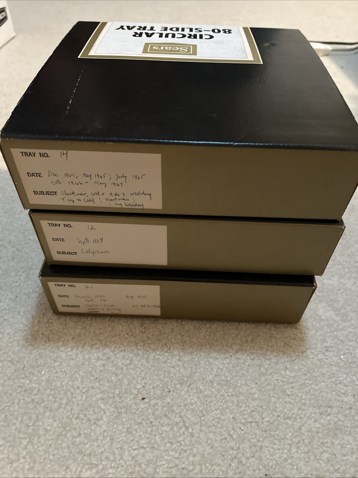 3 Sears 9979 Circular 80-Slide Trays for Carousel Projectors With Box Pls C Desc
