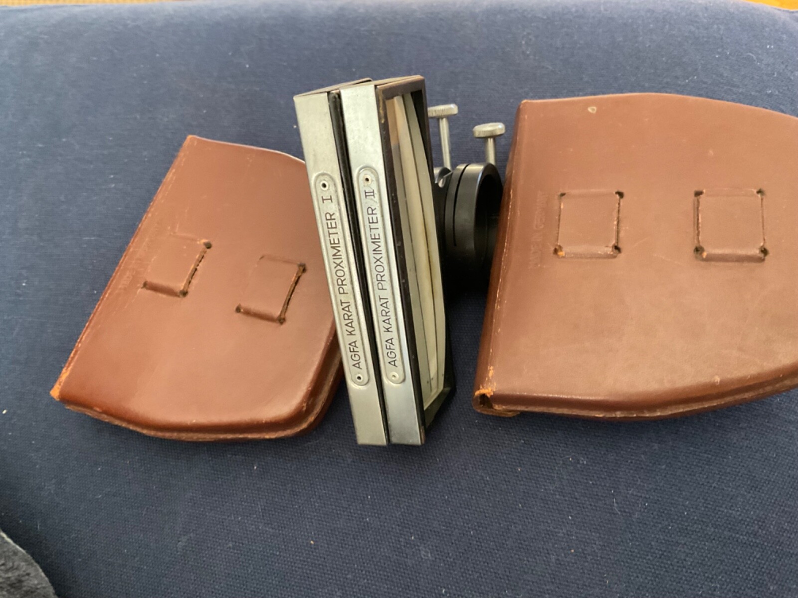 VINTAGE AGFA KARAT PROXIMETER I & II CLOSE UP LENS + LEATHER CASES — CLEAN