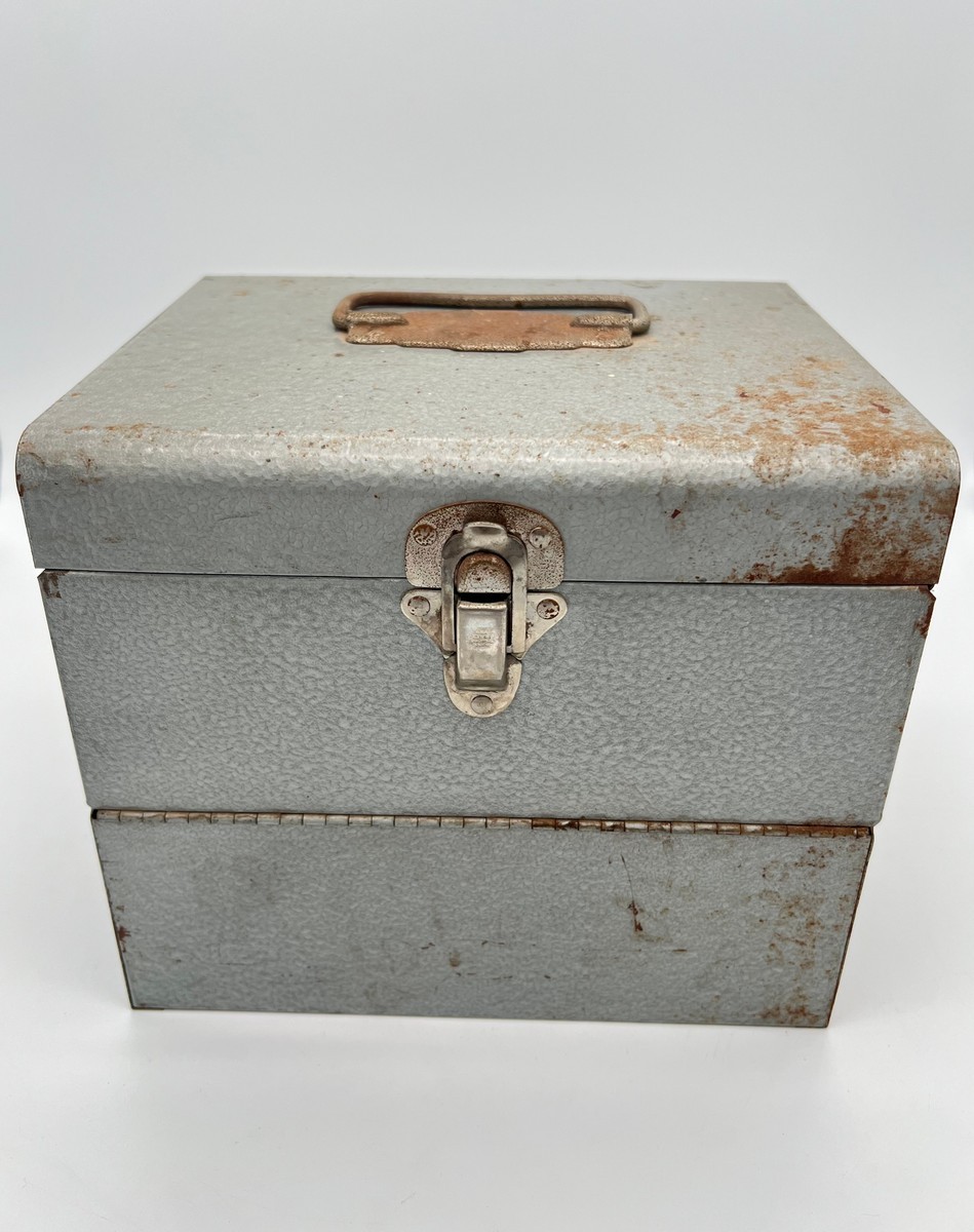 Vintage Brumberger Metal 8mm Film Reel Storage Case w/ 6 Reels