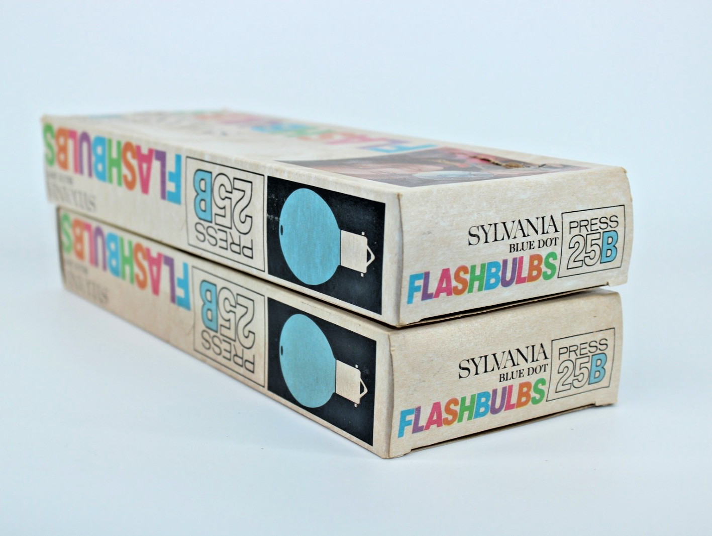 Sylvania Blue Dot Flashbulbs 25B 24 Bulbs Open Original Packaging Lot of 2 Boxes