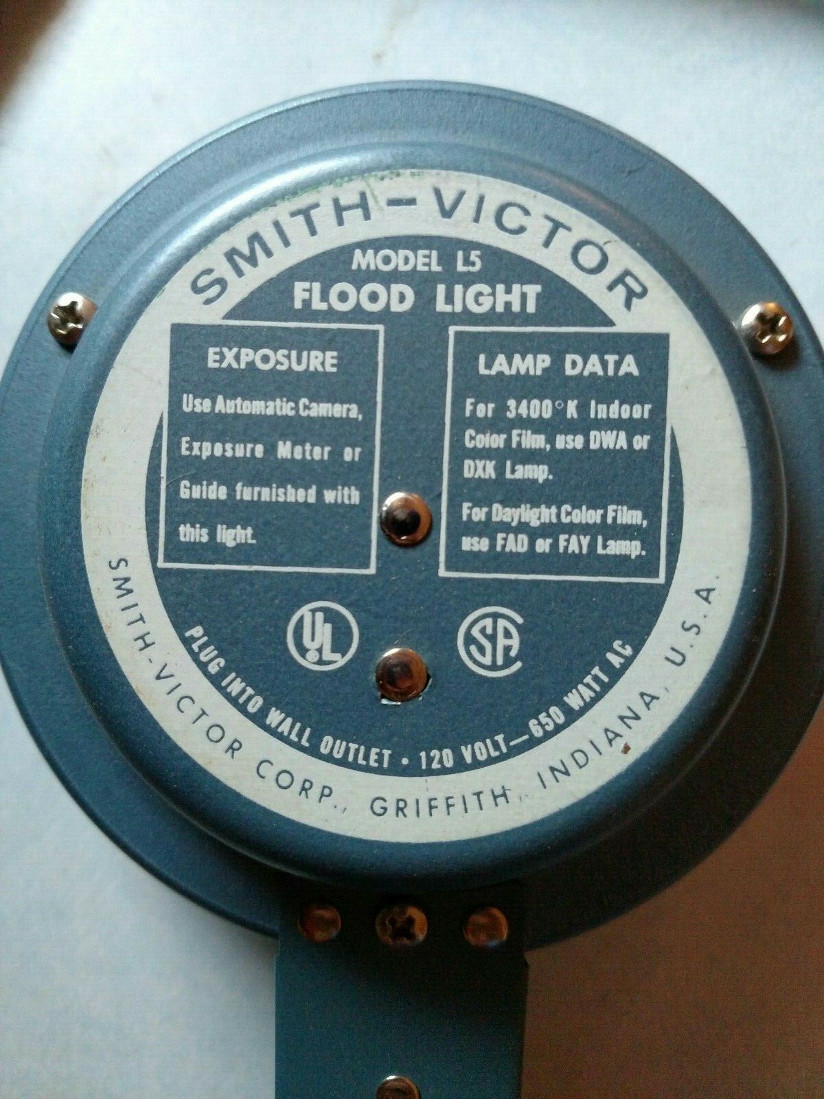 Vintage Smith-Victor Model L-5 Compact Movie Light, works great