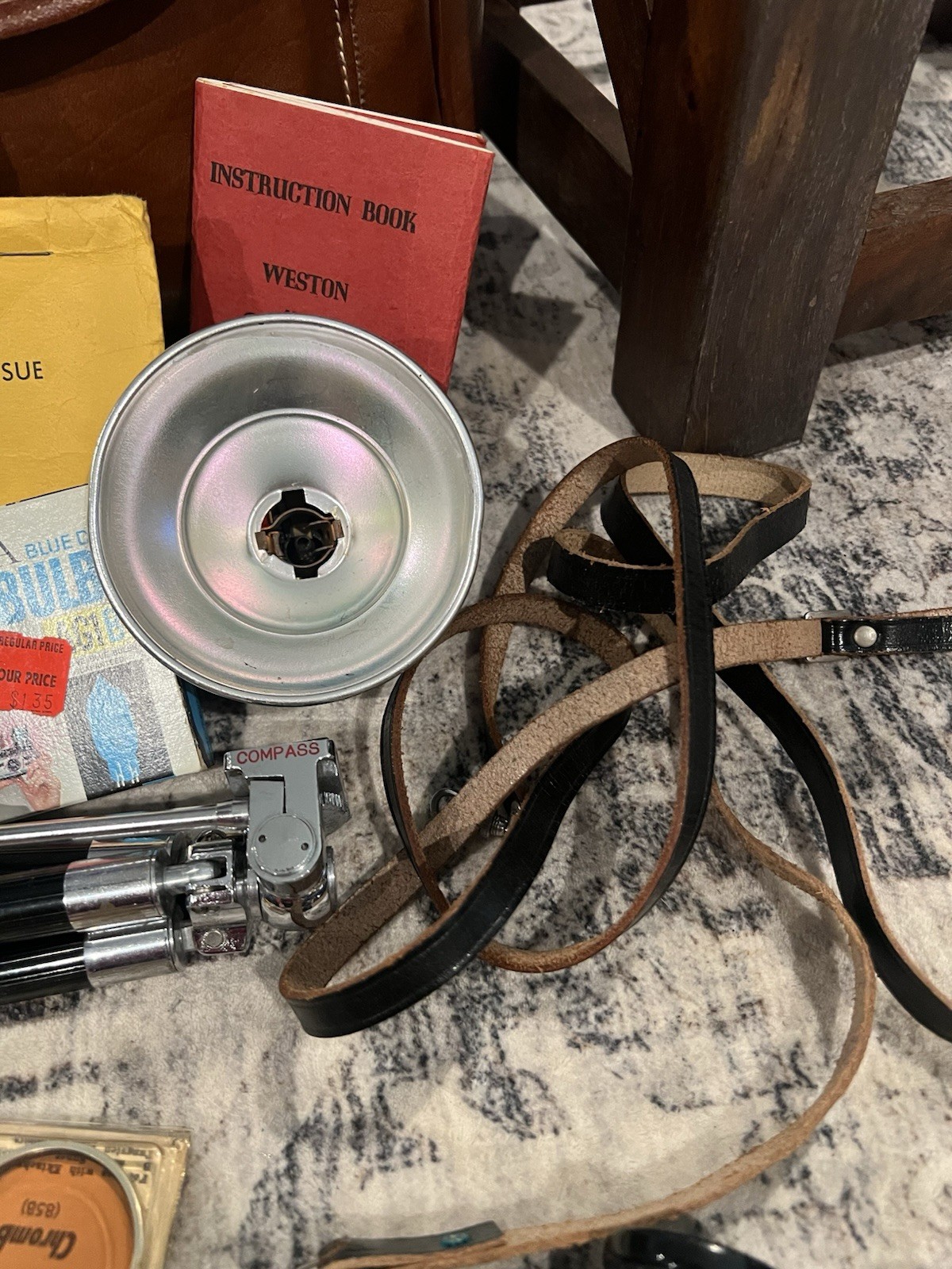 Lot Of Vintage Untested Camera Accessories & Pair Of Air Guide Binoculars