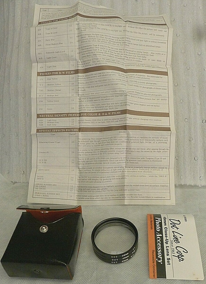49mm Close-Up Lens Set by Dot Line Corp DL-0991 NOS NEW with Case & Package