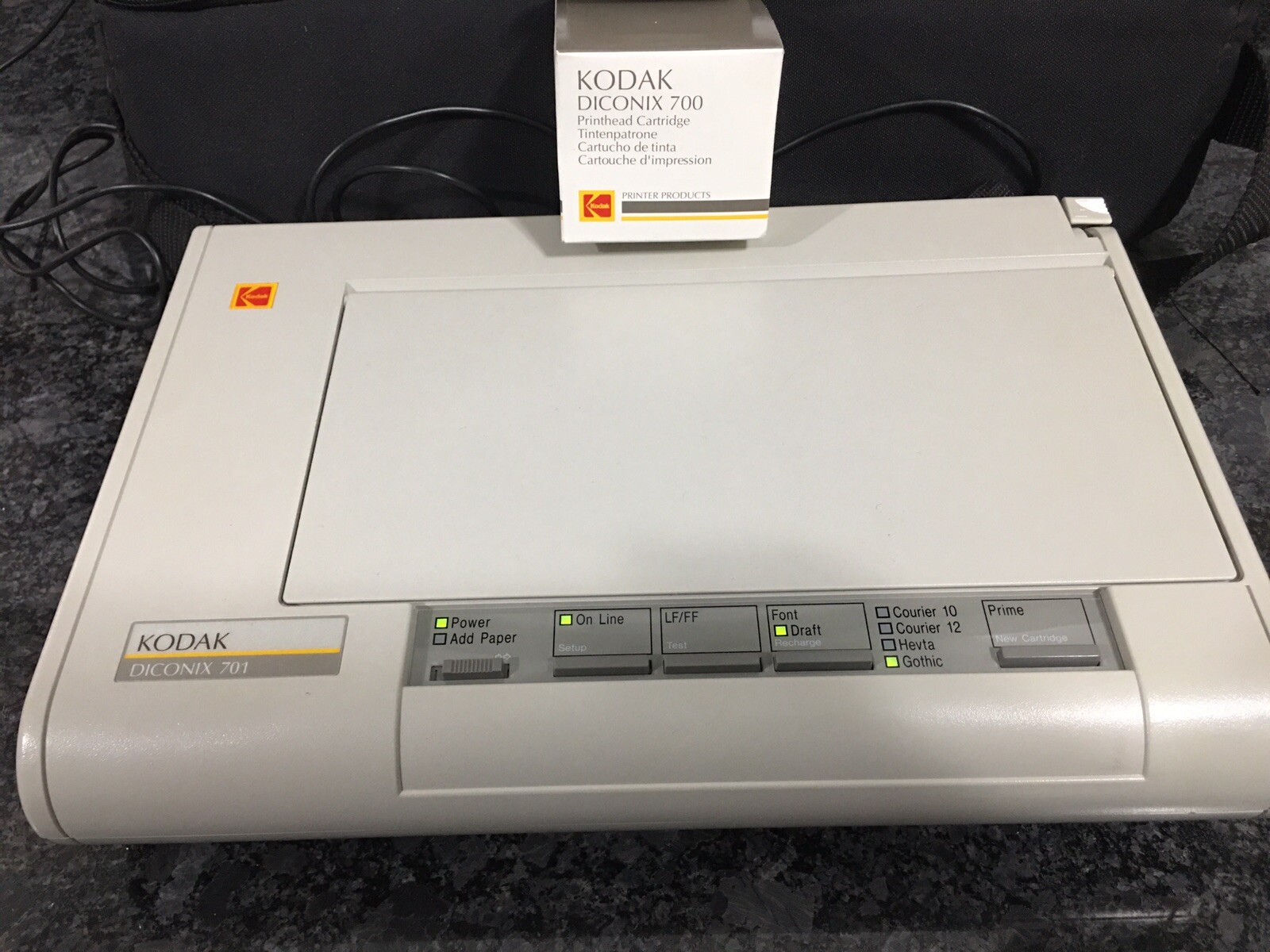 Vintage rare Kodak Diconix Printer, Printhead,case,manuals,Cable,power adapter