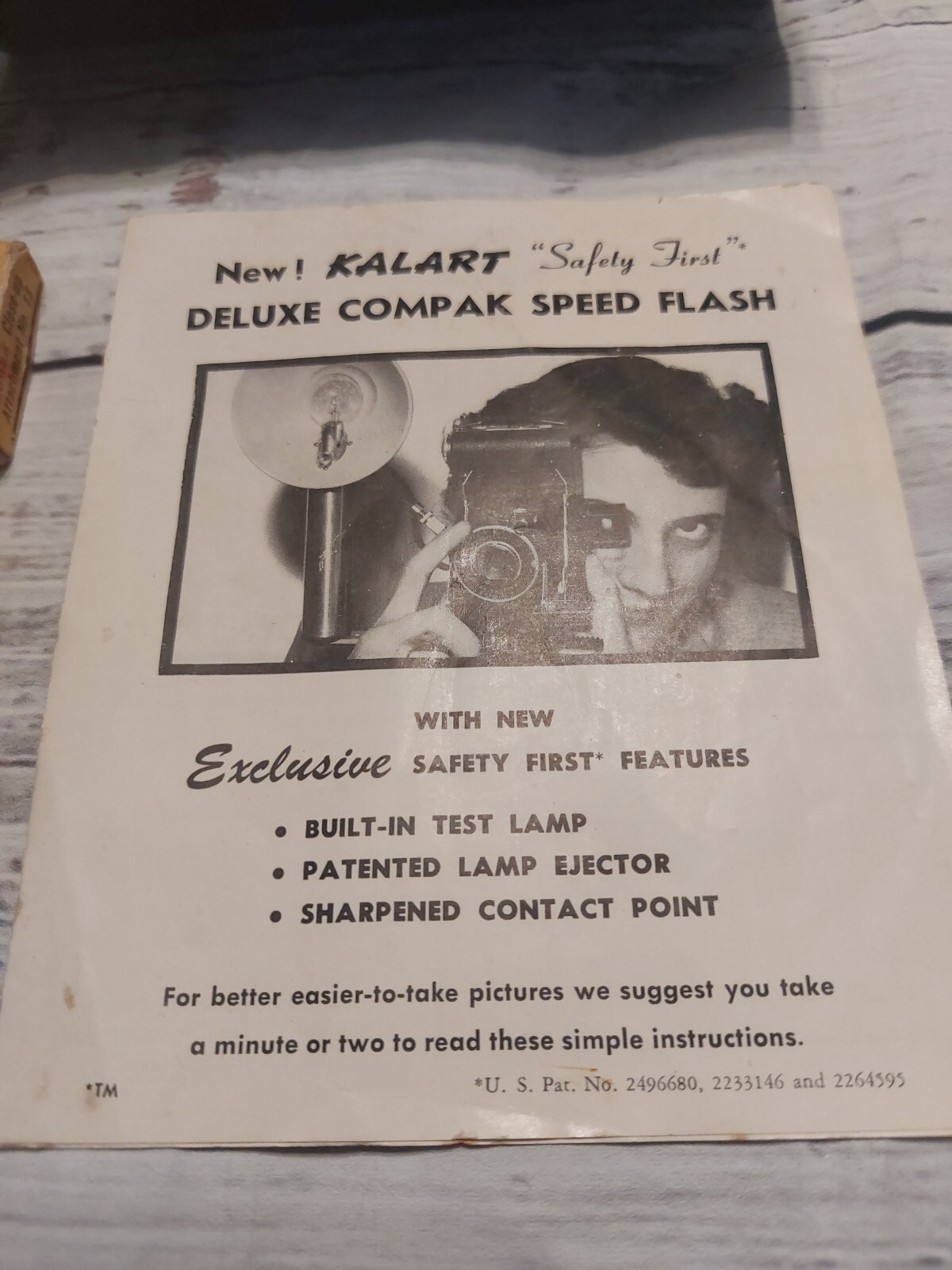 Kalart Speed Flash Safety First De Luxe Compak Original Box 1950’s (O)