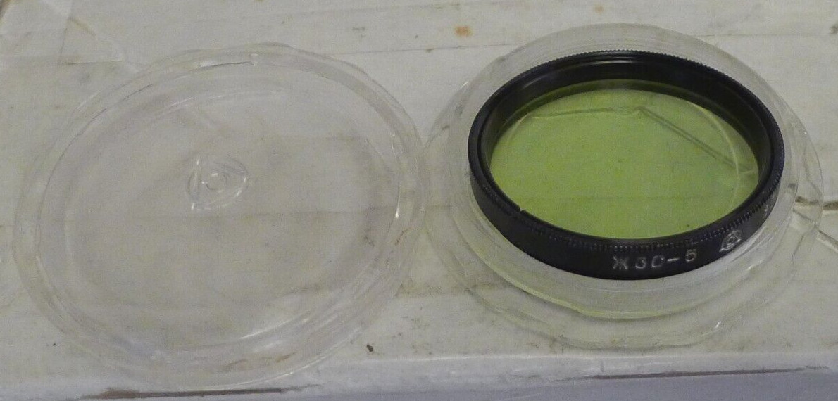 Russian USSR LZOS Camera Yellow Green Lens Filter 3C-5x 33mm x 0.5 with Case