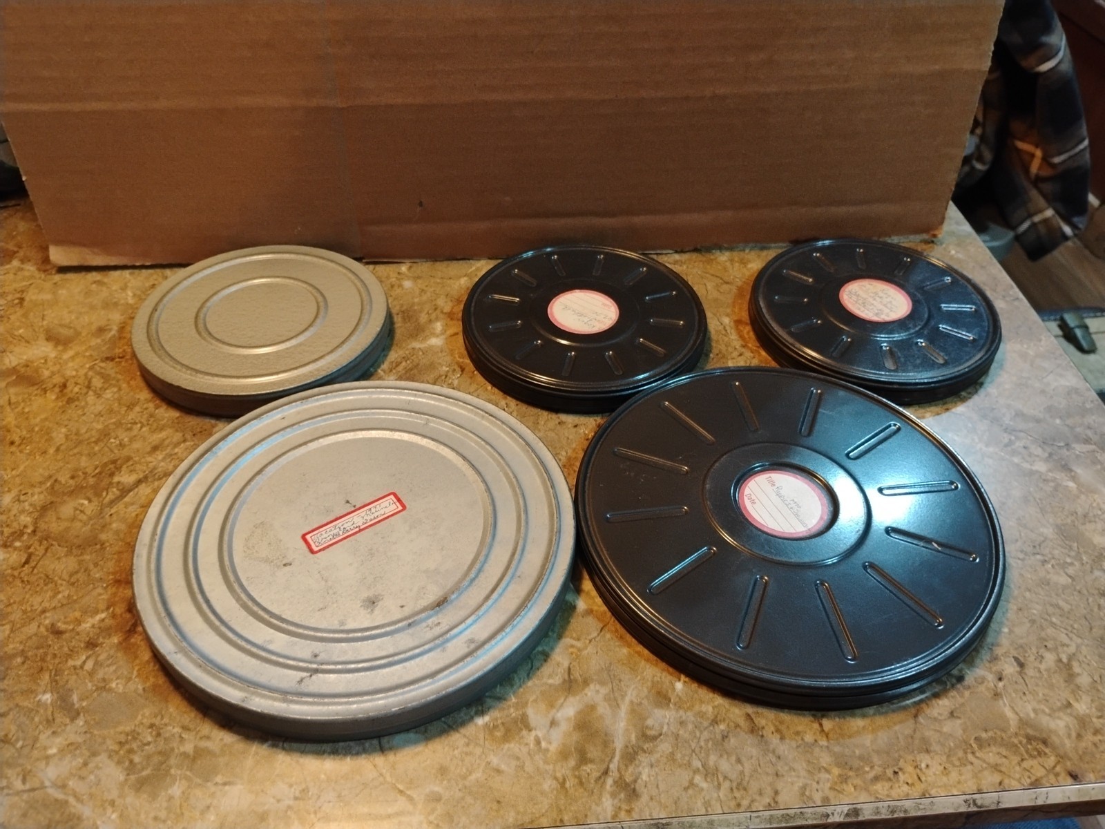 Lot Of 5 Vintage Reel film Canister and Film