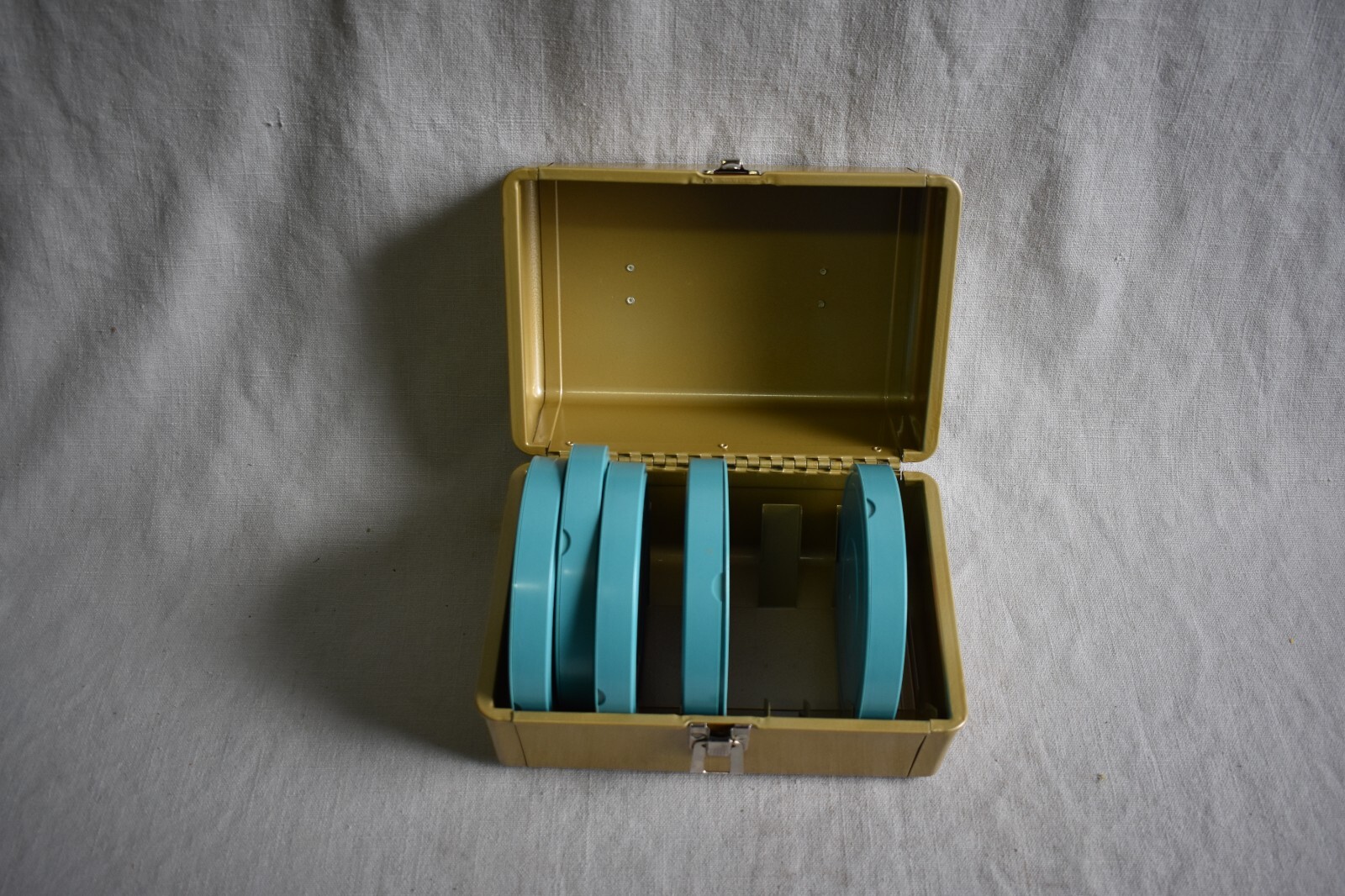 Vintage Kenco Movie Film Library Chest Box 8mm W/5 Carson 200 ft Reel and Can