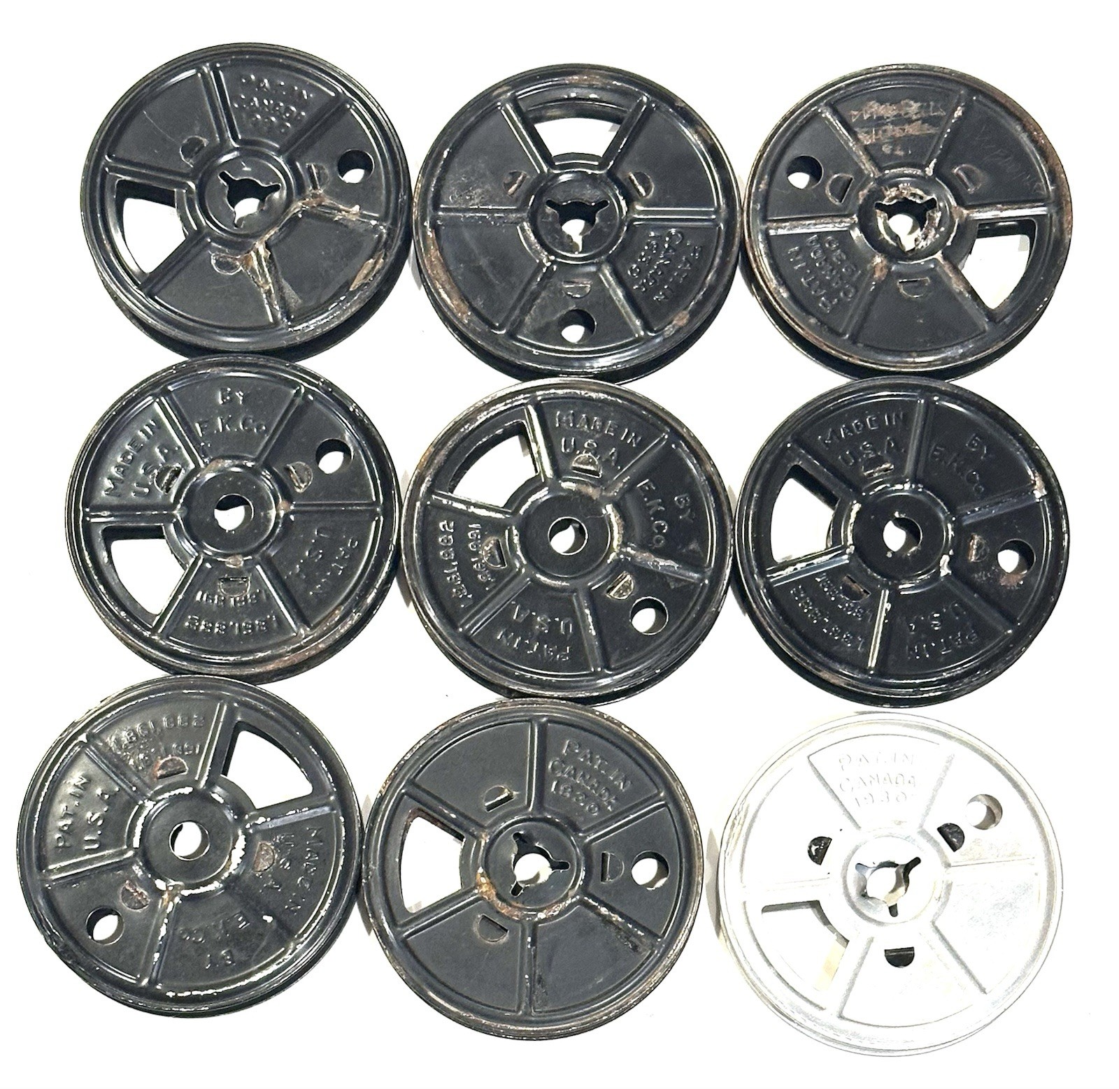 9 VTG Eastman Kodak (E.K. Co.) Metal 8mm 2 7/8” D. Film Movie Reels AsFound 1930