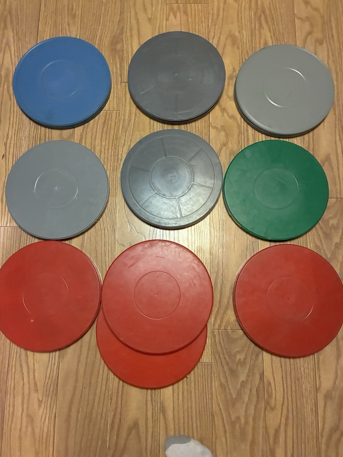 Lot Of 10 Film Reels & Cans 12.5”steel Plastic Plio Magic Goldberg Brothers NICE