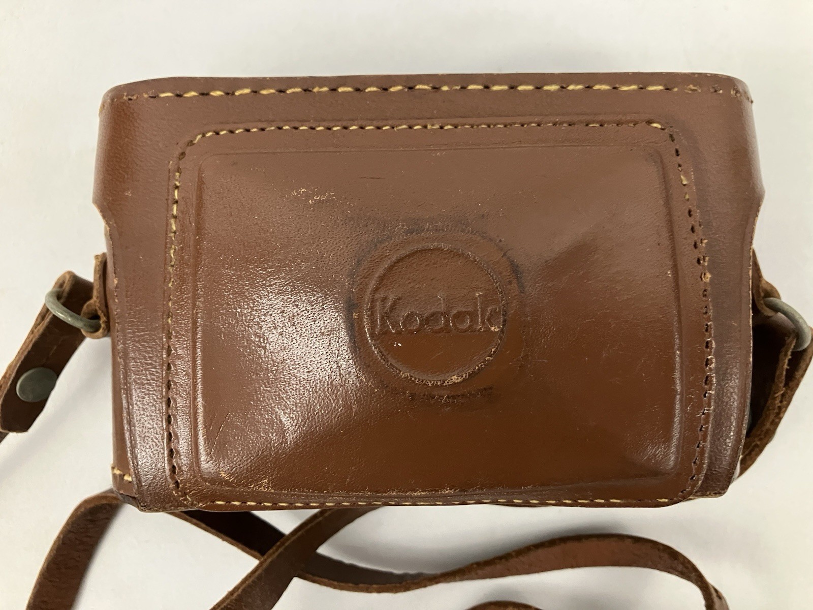 Lot 2 Vintage Kodak Leather Camera Cases Brown Embossed Logo Storage
