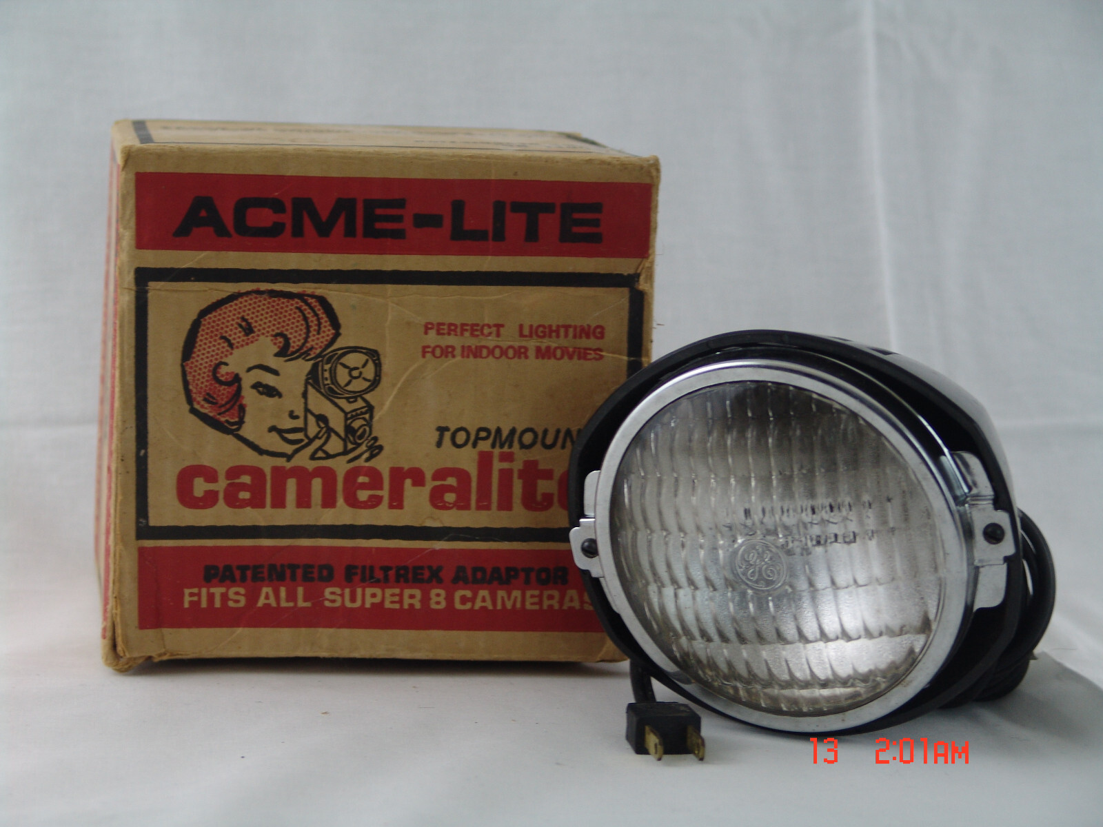 VINTAGE ACME-LITE Topmount Cameralite 91 Movie Camera Light- FITS ALL SUPER 8