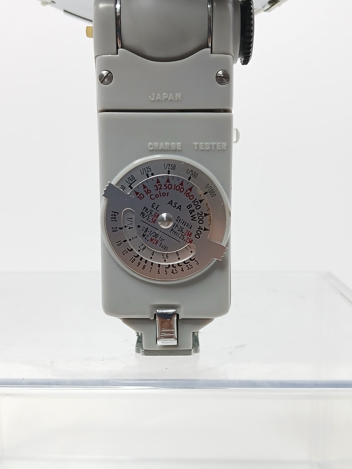 Vintage Nikon BC-5 Range Finder Folding Fan Flash Unit W/Original Leather Case