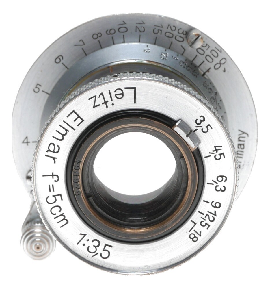 Leica Standard B chrome 5cm Elmar F3.5 case and lens cap