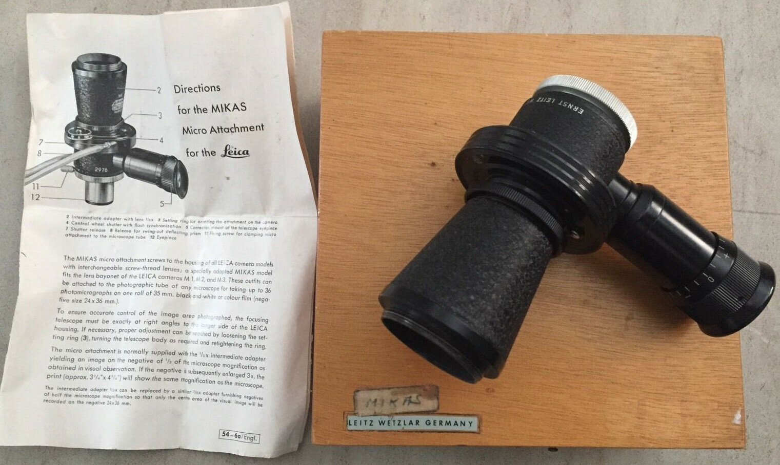 LEITZ MIKAS Screw mount MICROSCOPE adaptor Relay lens 1/3X Micro-Ibsor, CASE