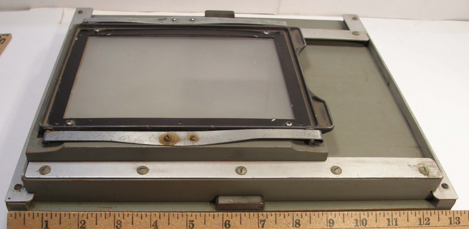 VINTAGE SLIDING BACK WATSON BURKE & JAMES GROVER 6 3/4″ X 4 3/4″ GROUND GLASS