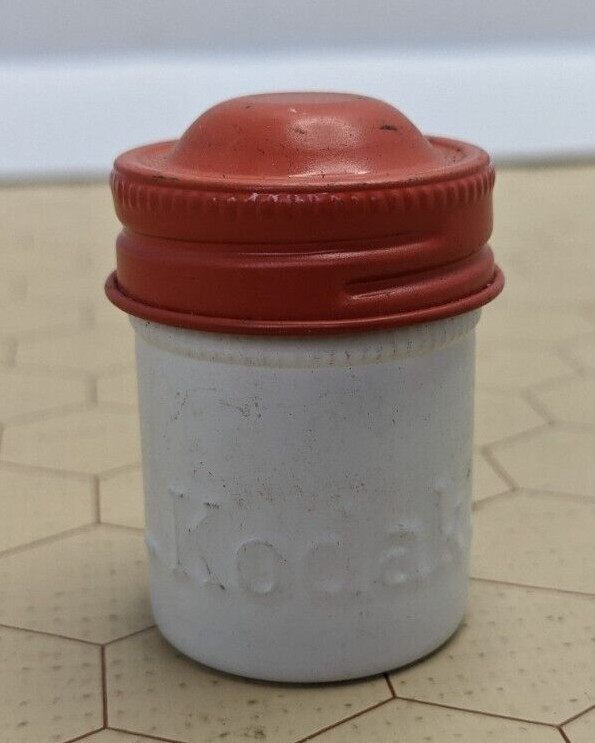 Kodak Metal Film Storage Cannister White With Orange Lid 35mm Film