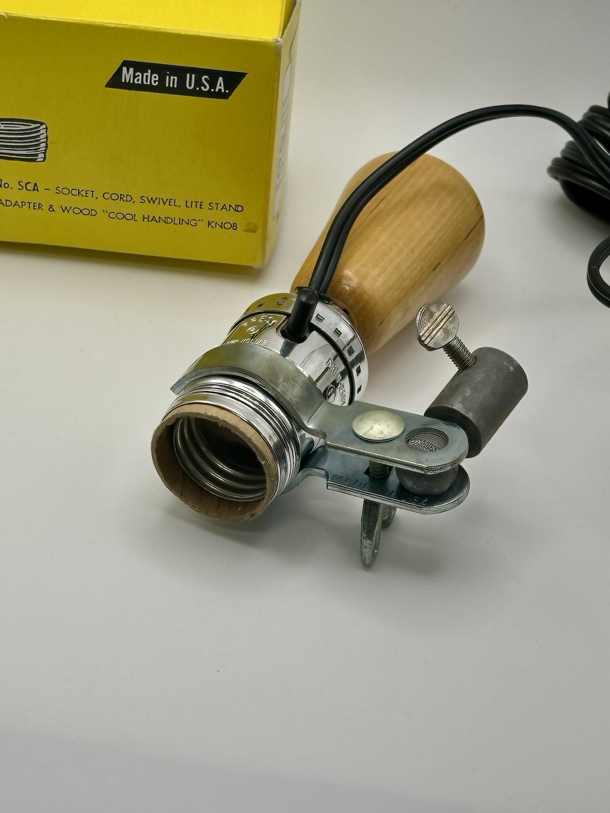 Vintage Fotolite SCA Photography Clamp Light – Testrite USA – Wood Handle – NIB