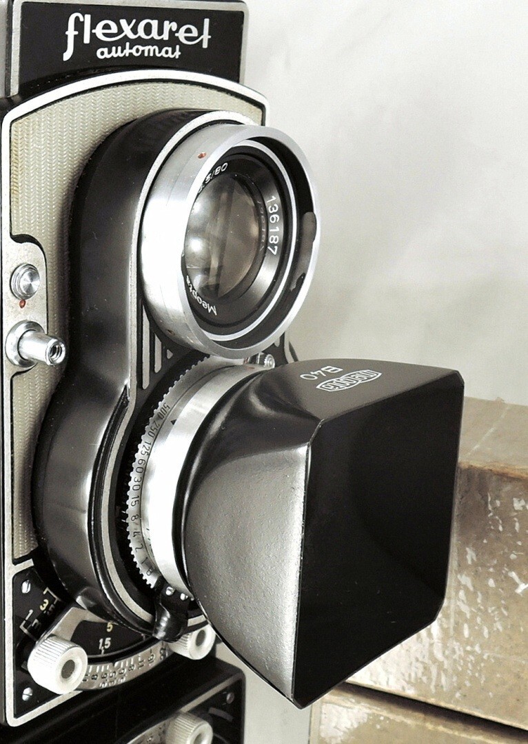 Shade hood Flexaret Meopta square bayonet B40 metal + Genuine box very nice