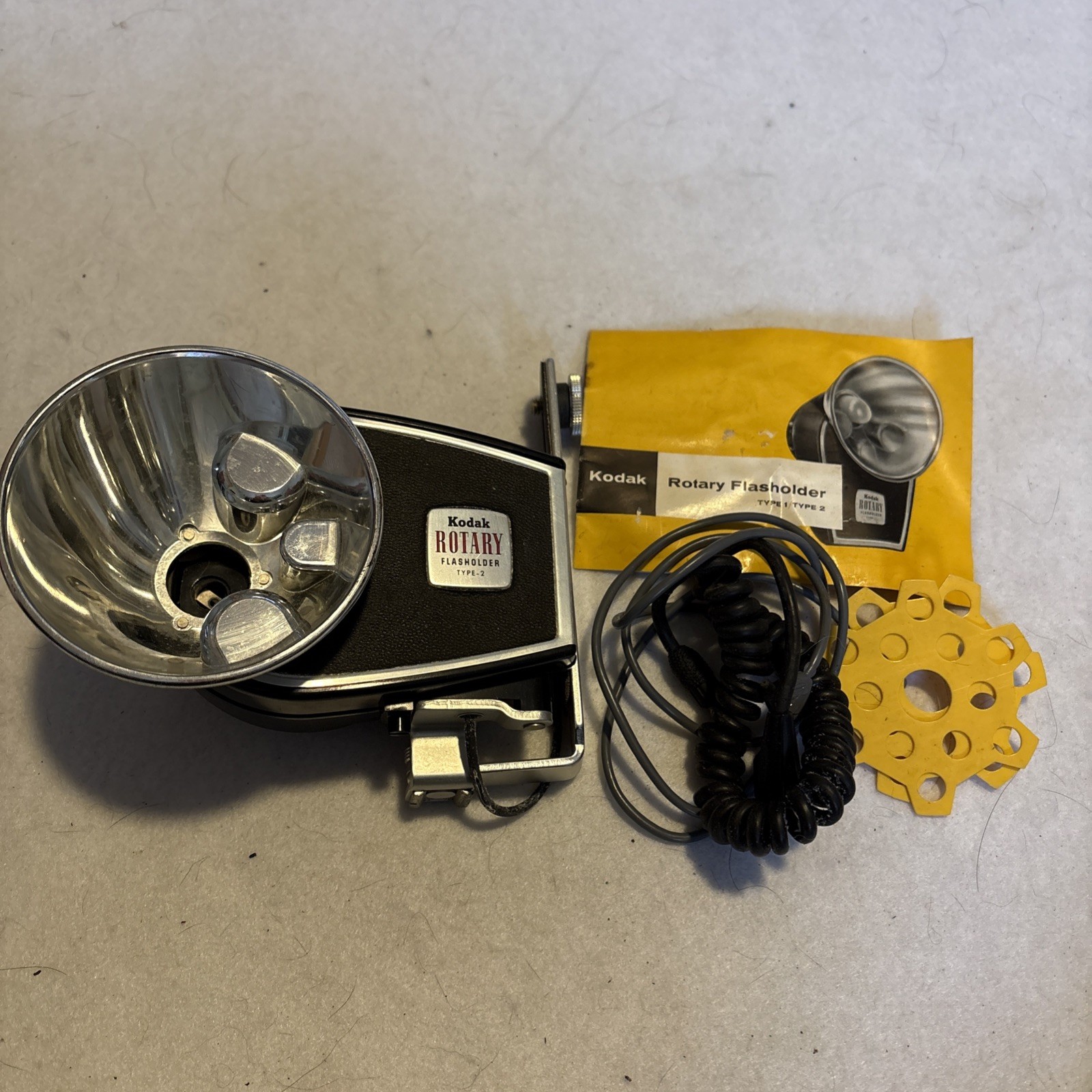 Kodak Rotary Flasholder Type 2, W/shoe-type fitting With Wires And Manual VTG