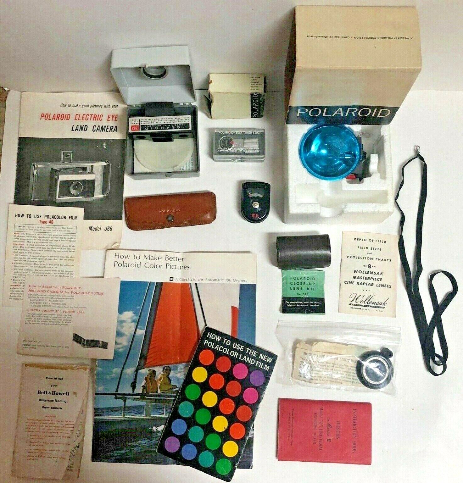 Vintage Lot of Polaroid Camera Accessories/Manuals/etc – Untested