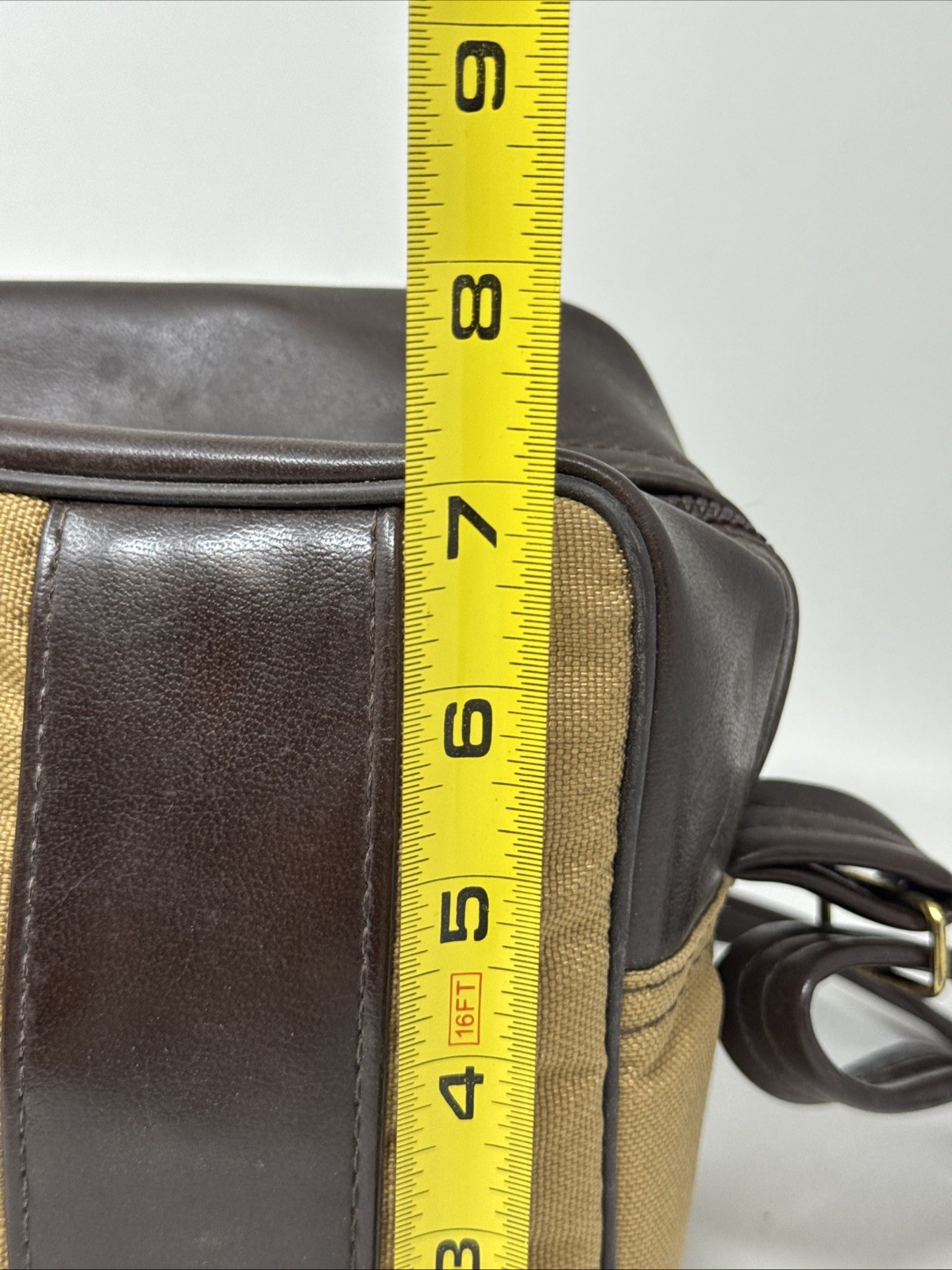 VTG Kodak Instant Camera Carryall Bug Bag Brown Vinyl & Canvas w/ Shoulder Strap