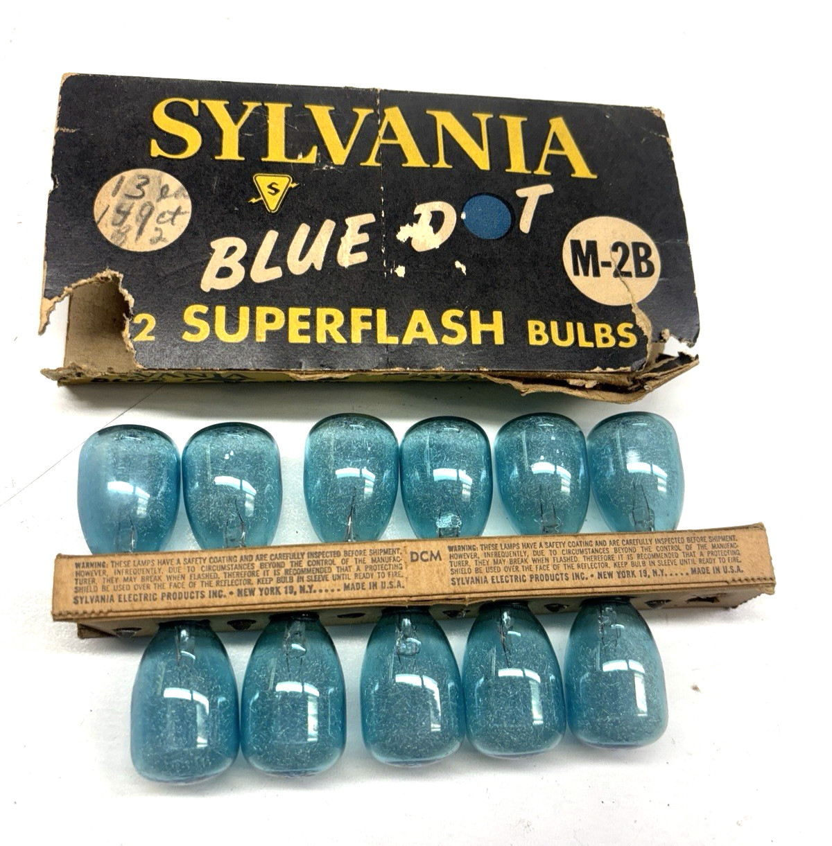 Vintage Sylvania M2B Blue Dot Flashbulbs 11 Incomplete Blue Tint Flash Bulbs