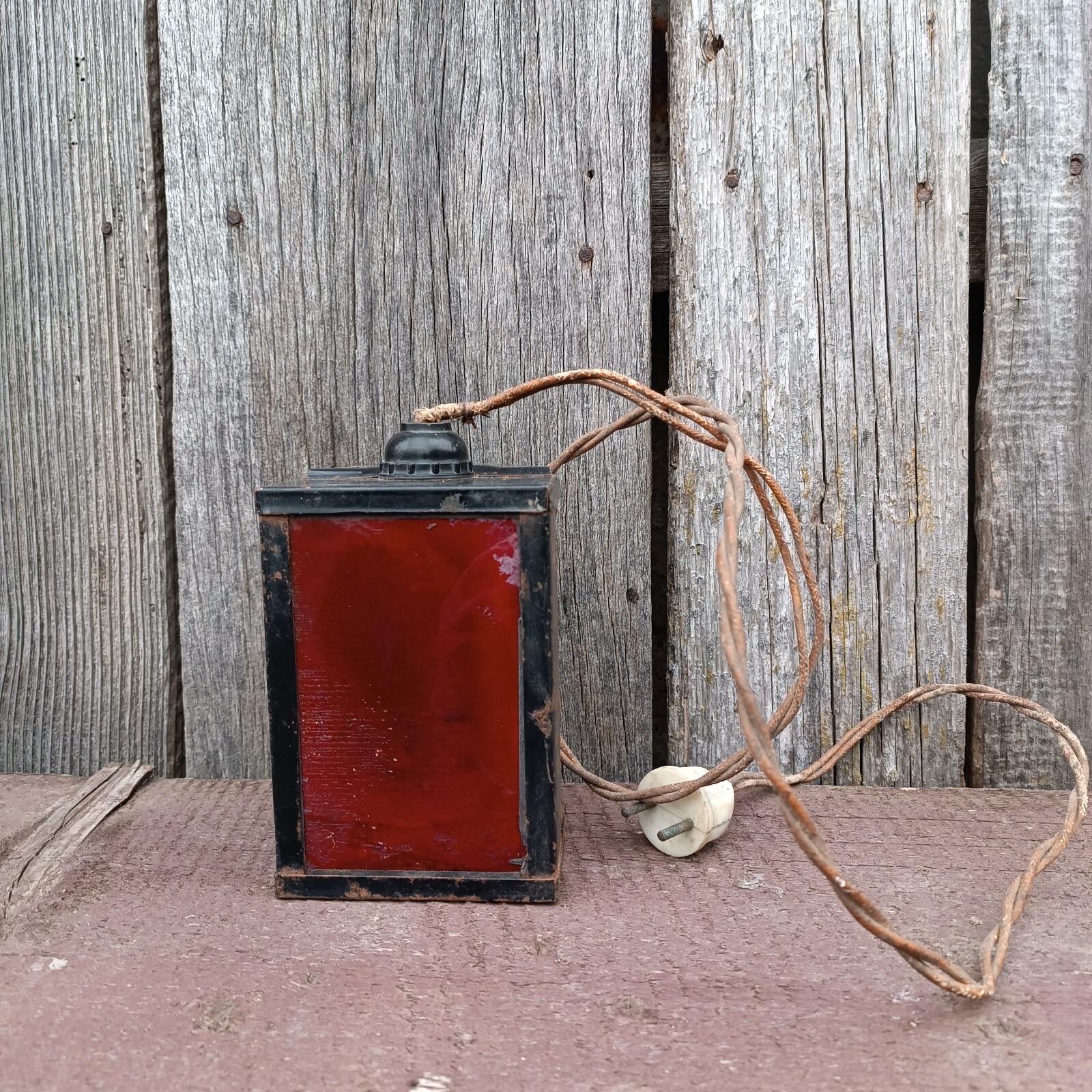 Soviet rich antique red lantern for photo printing 1980s USSR antique.