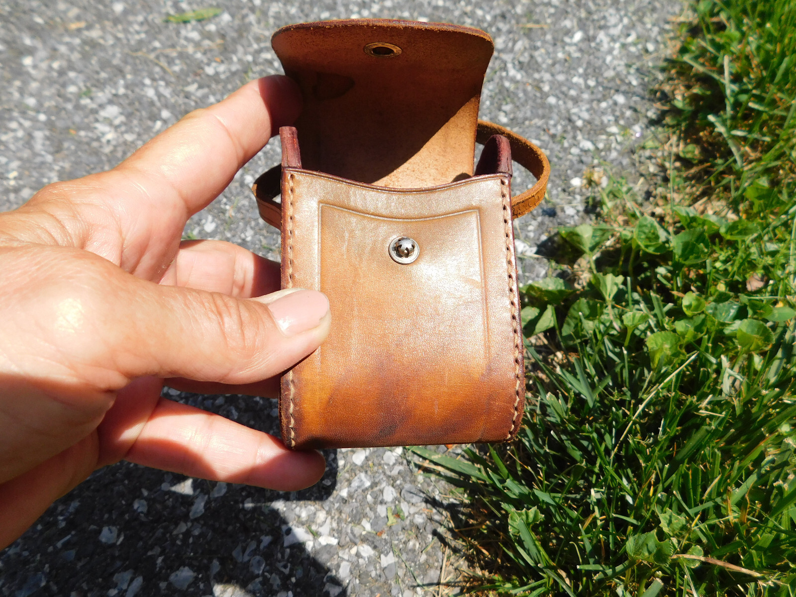 Vtg King Japan Leather Camera Phone Case Snap Flap Strap Brown 4″x2.5″x1.5″