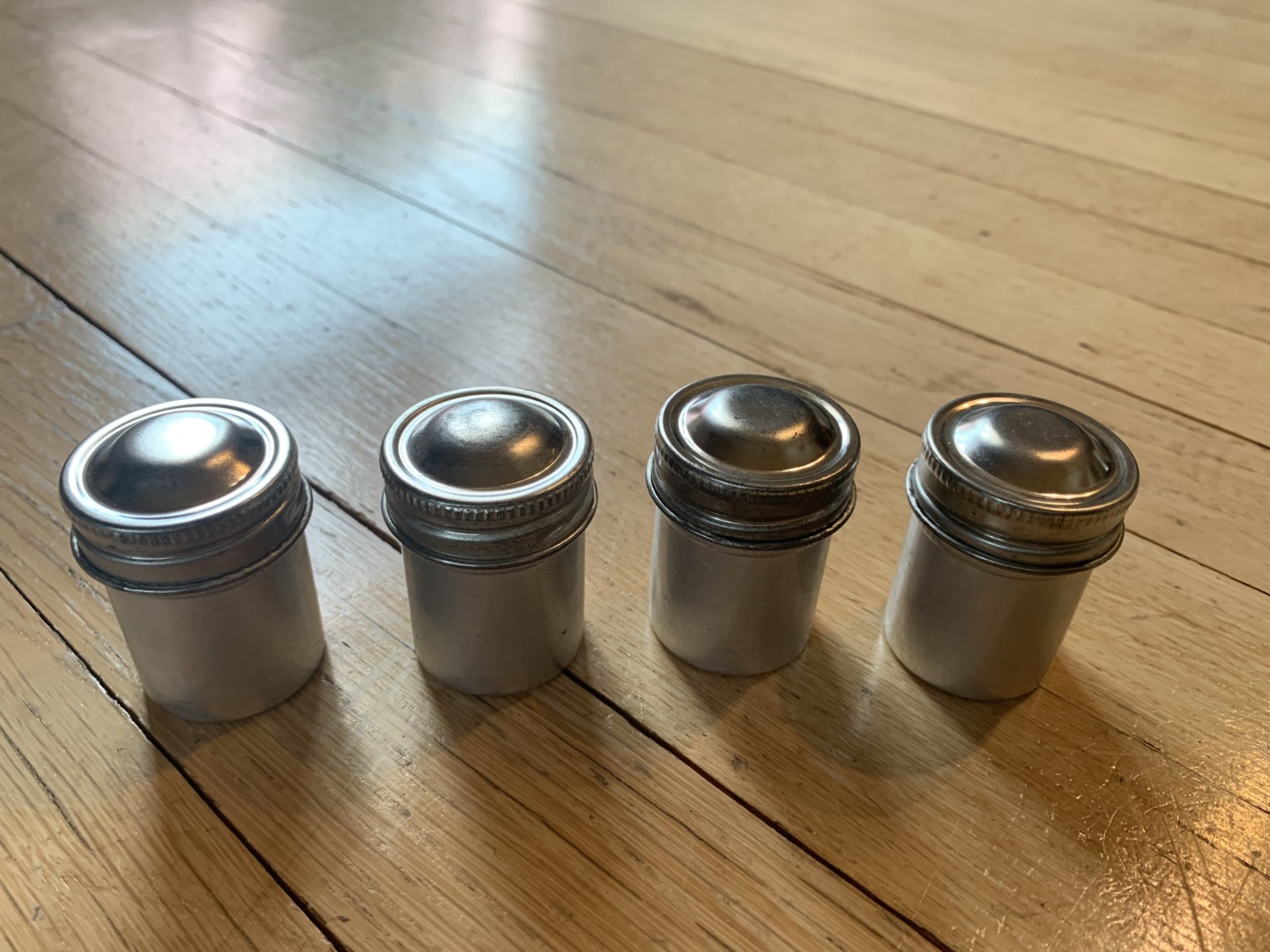 Set Of 4 Vintage 35mm Metal Camera Film Canister Tins
