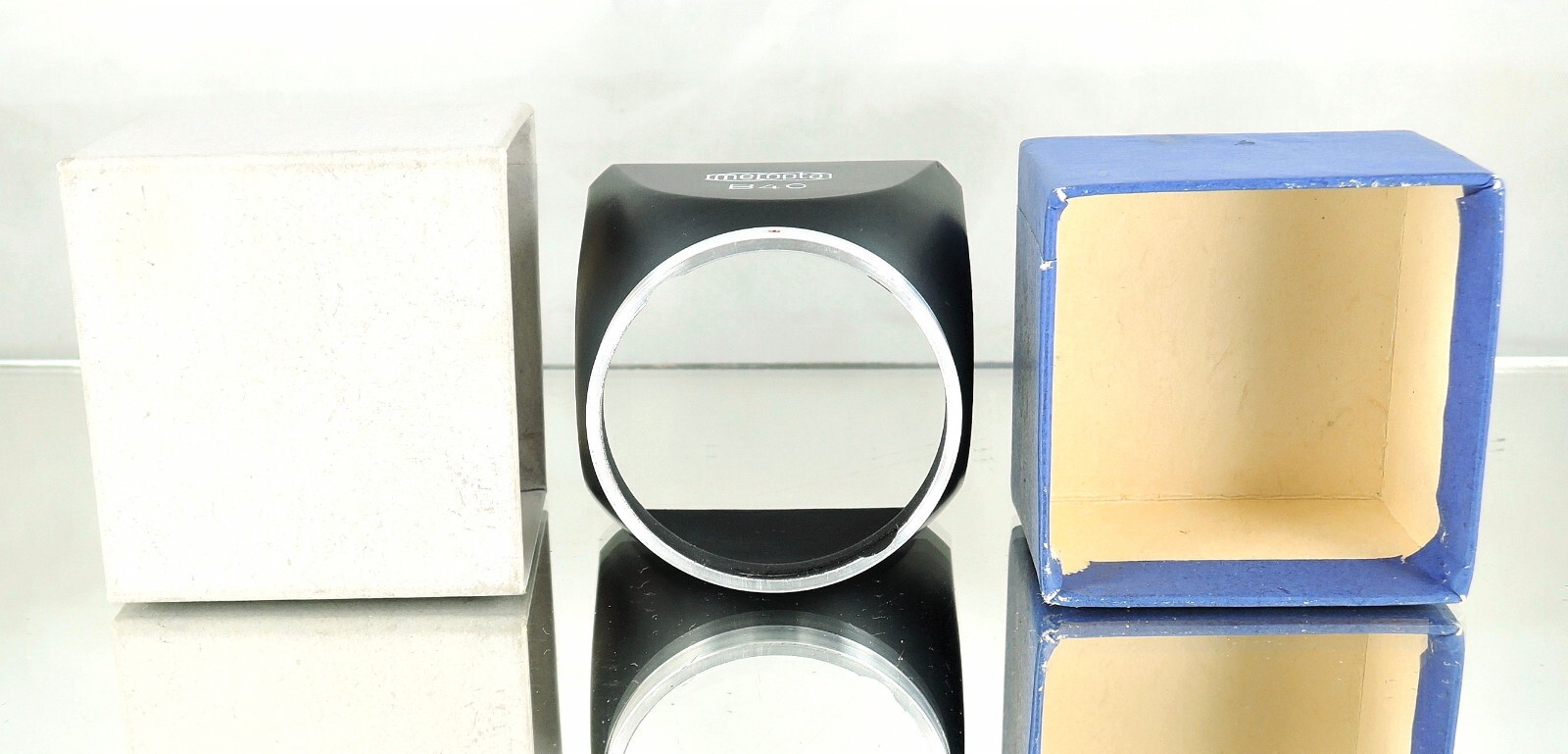 Shade hood Flexaret Meopta square bayonet B40 metal slightly used + Genuine box