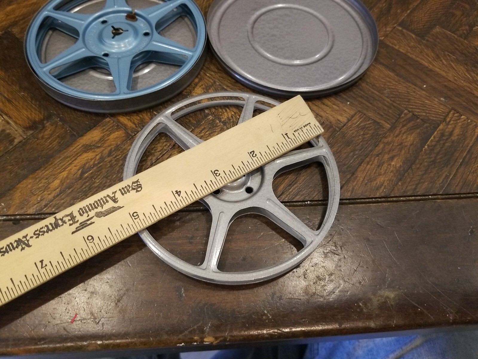 3 Vintage 8mm Film Metal Reel Camera Compco Cases & Reels Dual 8