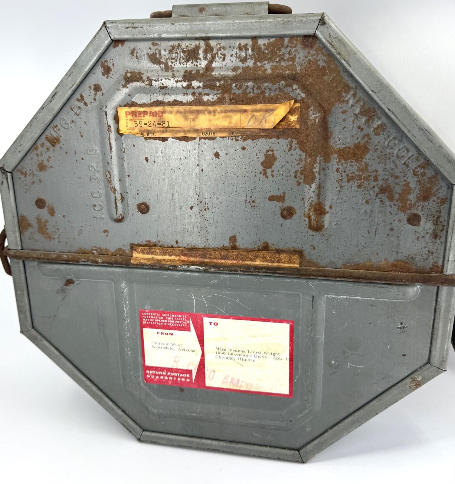 Vintage Frank Lloyd Wright 35mm Film Canister w/ Reel Taliesin West to Iovanna