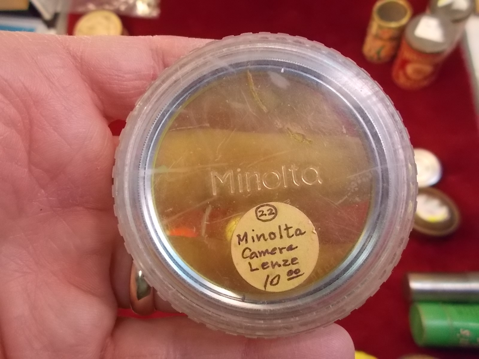 LOT OF OLD VTG CAMERA ACCESSORIES, KODAK YELLOW FILTER, OTHER, PICTURE COATING