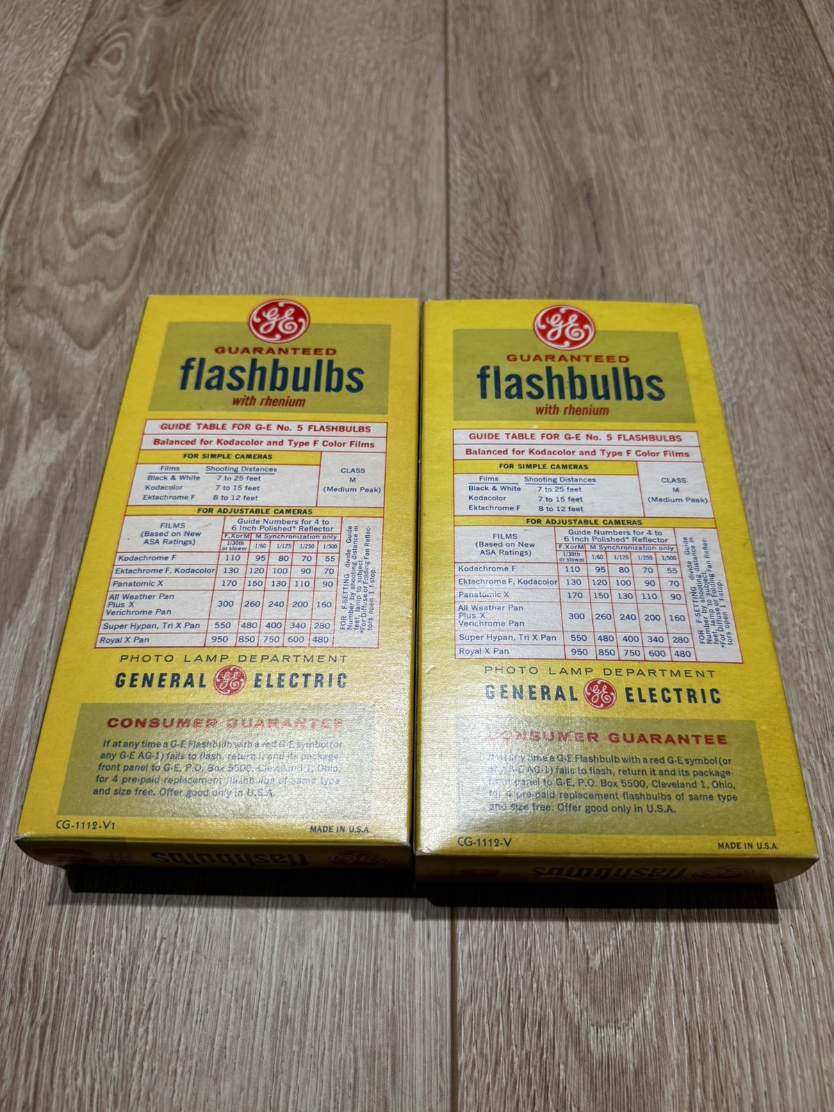Vintage 2 Box Lot of GE #5 Flashbulbs – Rhenium, Original Boxes, Unused 24 Bulbs