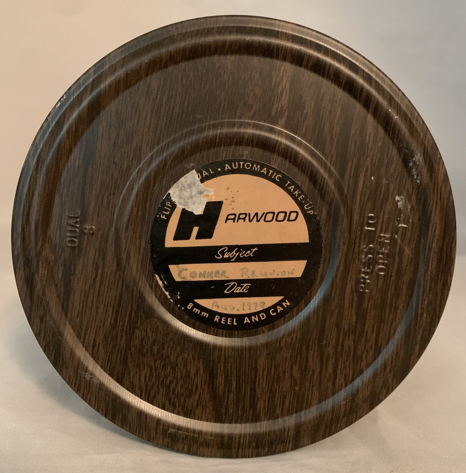 Vintage Harwood 8mm Reel Can Film Holder Case Only Faux Wood Grain 5.25”