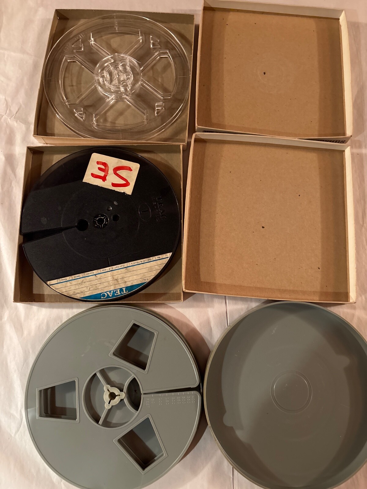 lot(3) 7″ Empty Plastic Reel Canister